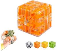 3D Maze Cube, Labyrinth Brain Teaser Toy, Spatial Awareness Brain Training Toy, Educational Focus Game Gift for Adults Teens for Stress Relief & Logic Development orange