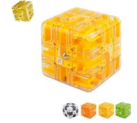 3D Maze Cube, Labyrinth Brain Teaser Toy, Spatial Awareness Brain Training Toy, Educational Focus Game Gift for Adults Teens for Stress Relief & Logic Development yellow