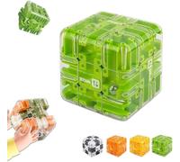 3D Maze Cube, Labyrinth Brain Teaser Toy, Spatial Awareness Brain Training Toy, Educational Focus Game Gift for Adults Teens for Stress Relief & Logic Development green