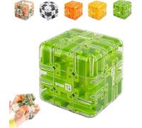 3D Maze Cube Puzzle cube- 360° Rotating Labyrinth Cube Game for Adults & Teens, High-Difficulty Brain Teaser Toy for Stress Relief, Focus Training & Spatial Logic Skills (Green)