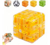 3D Maze Cube Puzzle cube- 360° Rotating Labyrinth Cube Game for Adults & Teens, High-Difficulty Brain Teaser Toy for Stress Relief, Focus Training & Spatial Logic Skills (Yellow)