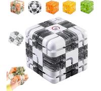 3D Maze Cube Puzzle cube- 360° Rotating Labyrinth Cube Game for Adults & Teens, High-Difficulty Brain Teaser Toy for Stress Relief, Focus Training & Spatial Logic Skills (Gray-white)