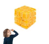 3D Maze Puzzle Cube Brain Teaser Game, Large Labyrinth Ball Magic Cube, Dual-Use Spatial Logic Thinking Training Toy, Improve Spatial Recognition and Cultivate Logical Thinking (Yellow)