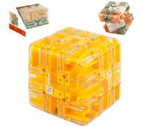 3D Maze Puzzle Cube Brain Teaser Game,Large Labyrinth Ball Magic Cube,Dual-Use Spatial Logic Thinking Training Toy,Improve Spatial Recognition and Cultivate Logical Thinking (Yellow)