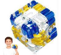 3D Maze Puzzle Cube, Large Labyrinth Ball Maze Cube, Challenging Brain Teaser with Rolling Ball Design, Logic and Focus Puzzle for Adults, Stress Relief and Cognitive Training (Blue)
