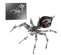 3D Mechanical Metal Puzzle War Spider for Adults to Build, Steampunk Bionic Animals Insects Assembly Model Kit, Natural Science Class Display, Decorations for the Office or Home (Black Red)