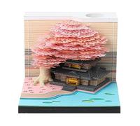 3D Memo Pad, 2024 Desk Calendar Memo Pad, Creative Desk Calendar DIY Notes Notepad, 3d notepad paper sculpture gift, 3D Art Calendar, Desk Calendar Magic Castle (Pink Tree)