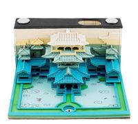 3D Memo Pad, 2024 Desk Calendar Memo Pad with Pen Holder, Tear-Away 3D Desk Calendar DIY Notes Notepad, Creative 3D Calendar, 3D Memo Pad DIY Decoration Gift for Office Home Desktop(Heavenly Palace)