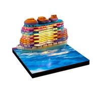 3D Memo Pad, 3D Ship Shape Artsy Pads Tear Away Paper Carving Sculpture, a Notepad with Lights LED Non-Stick Sticky