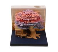3D memo pad,3D Sticky Notes,3D memo pad, 2025 English Version Tree House with Light Paper Sculpture Decoration Desktop Paper Three-Dimensional(Colorful)