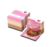 3D memo pad,3D Sticky Notes,3D memo pad, Engraved Tree House Decoration 3D Hand Tear Sticky Notes Gifts(Pink)