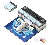 3D Memo Pad, 8cm 90 Sheets 3D Satellite Memo Notepad with Pen Holder & Gift Box, Tear Off 3D Sticky Notes for Home Office Desktop Decor Gift