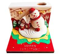 3D Memo Pad Art Calendar 2026 Christmas 3D Snowman Sculpture with Light Time Piece Calendar for Christmas Housewarming Office Decoration Desk Gadgets