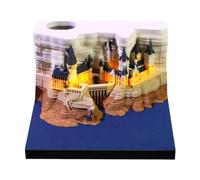 3D Memo Pad Castle with Light,Creative 2026 Desk Calendar,3D Art Notepad Paper Craft Building Block,Tear Off Paper Reveal Castle,Non-Sticky Note Pad Cubes Cards