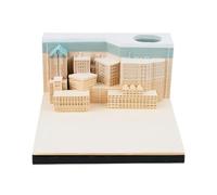 3D Memo Pad Paper Art with Lights & Pen Holder City Night 3D Sticky Note Paper Carving Reveal Building Model 170 Sheets Non-Sticky Note Pad