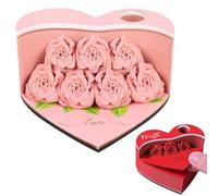 3D Memo Pad Rose, Artsy Rose Fower Note Pads, 2025 Multipurpose Flower Sticky Notes Notepad Note Pad for Valentine's Day, Home Office (Pink)