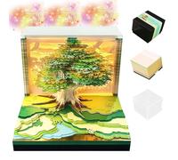 3D Memo Pad Time Piece Calendar 2026,3D Calendar DIY Notes Notepad Paper Carving Art Green Tree House,Interesting Desktop Decorations, Can Be Given As Gifts To Family, Friends