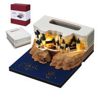 3D Memo Pads 2026 Time Piece Calendar Desk Weekly Calendar Magic Castle DIY Art Memo Pad with Lights Pen Holder Paper Carving Art Craft Sculpture Gift for Christmas Office/School Desktop Decoration