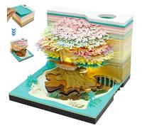 3D Memo Pads 3D Desk Note Pad Creative Art Memo Pad with LED Lights and Pen Holder Non-Stick 3D Notepad Creative Tree House 2025 Weekly Calendar Art Tear Off Paper Note Pad for Office Gift
