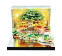 3D Memo Pads Calendar 2026, Time Piece Calendar, Unique Paper Sculpture Tree House For Desk Decor, Paper Carving Art Notepad With Lights, Idea Gift for Birthday Christmas