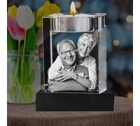 3D Memorial Candle Crystal - Personalised Photo Engraved Tribute, Custom Glass Keepsake for Loved One, Pet Remembrance, Sympathy Gift, In Loving Memory Candle Holder, Funeral Memorial (Medium)