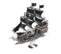 3D Metal Black Pirate Ship Puzzles - DIY Mechanical Steampunk Sailing Ship Watercraft Assembly Model Kit, 300+ Pieces for Adults to Build, Creative Trendy Ornament & Gift