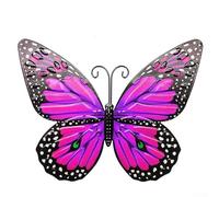 3D Metal Butterfly Wall Decor for Garden and Patio, Large Iron Butterfly Ornament with Detailed Wing Vein Details and Wire Antennae for Rustic and Modern Ambiance (Purple)