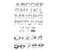 3D Metal DIY Styling Letters Word Alphabet Emblem Decals Numbers Labeling Car Sticker Rear Trunk Logo Digital Badge Accessories(Silver,4.4CM_O)