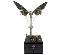3D Metal Dynamic Butterfly Music Box Model Kit, Assembly Simulation Mechanical Butterfly Melody Box for Decor (300PCS+/Green)