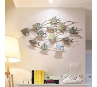 3D Metal Fish Wall Art Decor - Wrought Iron Marine Wall Sculpture for Home, Garden, Bedroom - Modern Nautical Wall Decoration