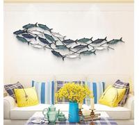 3D Metal Fish Wall Decor, School of Fish Artwork, Coastal Ocean Metal Fish Wall Art Decor Hanging Ornaments, for Living Room/Bedroom