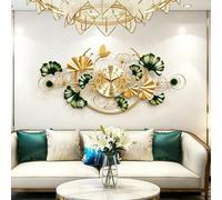 3D Metal Ginkgo Leaf Wall Clock, Silent Art Wall Decor Clock, Modern Handcrafted Wall Art, for Living Room Bedroom Office Home Wall Decoration