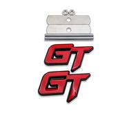 3D Metal GT Logo Car Front Grille Emblem + Grand Tourer Trunk Lid Badge Racing Sport Sticker Turbo Decal Replacement for Universal Vehicle (Black Red)