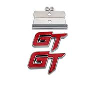 3D Metal GT Logo Car Front Grille Emblem + Grand Tourer Trunk Lid Badge Racing Sport Sticker Turbo Decal Replacement for Universal Vehicle (Chrome Red)
