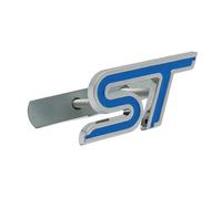 3D Metal Letters ST Logo Car Front Grille Emblem Badge Decals Compatible with Focus Edge Explorer Mondeo Fiesta Escape Accessories(Silver Blue)