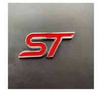 3D Metal Logo ST Badge Car Trunk Emblem For ST Sticker Accessories(Silver Red)