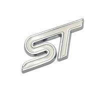 3D Metal Logo ST Emblem Car Front Grill Badge Rear Trunk Decal ST Sticker Accessories(White Silver,Front Grille)