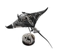 3D Metal Mechanical Dynamic Manta Rayy Model, Simulation Marine Biological Dsektop Display Gift (Assembled Version/Black)