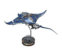3D Metal Mechanical Dynamic Stingray Model, Simulation Marine Biological Toy, Adjustable Motion & LED Lighting, Marine Biology Collectible Model, Dsektop Display Gift
