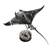 3D Metal Mechanical Dynamic Stingray Model, Simulation Marine Biological Toy, Adjustable Motion & LED Lighting, Marine Biology Collectible Model, Dsektop Display Gift