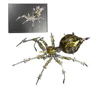 3D Metal Mechanical War Spider Kit with Transparent Body & LED Light Effects | Visible Internal Gears & Mechanics for Adults Home Decor, Collector Display & Unique Gifts - 1073-Pcs