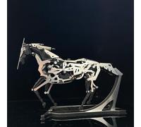 3D Metal Model Solar Powered Mechanical Horse Mechanical Model Steampunk Biology Model Table Decoration (165Pcs/Black + Silver)
