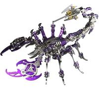 3D Metal Puzzle, 200 Pieces Mechanical Scorpion King 3D Metal Puzzle Model Kit, Stainless Steel Mechanical Insects Animal Model, 3D Puzzle Metal DIY Ornament Gifts for Adults Children (Purple)
