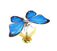 3D Metal Puzzle Butterfly Model Kit, 100PCS DIY Steampunk Mechanical Blue Morpho Butterfly Model with Adjustable Wings, Unique Desk Creative Art Decorations Gift for Adults
