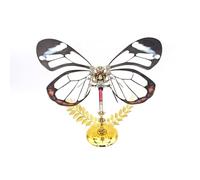 3D Metal Puzzle Butterfly Model Kit, 100PCS DIY Steampunk Mechanical Greta Oto Butterfly Model with Adjustable Glass Wings, Unique Desk Creative Art Decorations Gift for Adults