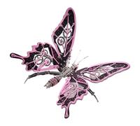 3D Metal Puzzle Butterfly, Steampunk Laser Cut Mechanical Display Sculpture Model Kit, Creative DIY Metal Puzzle Decor Gift for Adult Youth (100+ PCS/Pink)