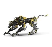 3D Metal Puzzle for Adults, 506Pcs Steampunk Mechanical Leopard Model Kits to Build, DIY Creative Art Desktop Ornament for Home Office Decor (Blackgold)