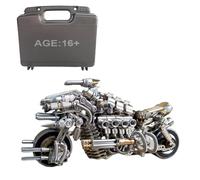 3D Metal Puzzle for Adults, 600PCS DIY Metal Steampunk Assembly Desperate Pursuit Motorcycle Model Building Kits with Tools, Unique Desk Creative Art Decorations Gift for Adults