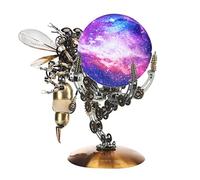 3D Metal Puzzle for Adults, 627PCS Steampunk Mechanical Wasp Base Model Kit with Star Lights, DIY Metal Assembly Toy for Home Office Decoration Birthday Gift