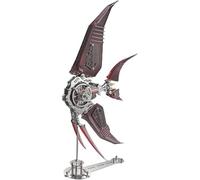 3D Metal Puzzle for Adults, Angelfish Model Kit with Lights, DIY Ornament, Assembly Brain Teaser - 529 PCS,Red